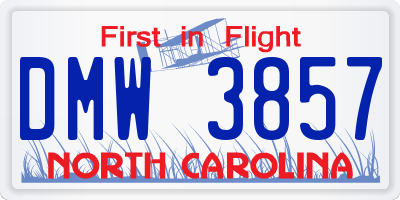 NC license plate DMW3857