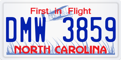 NC license plate DMW3859