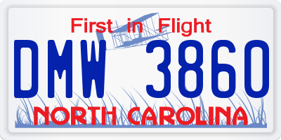 NC license plate DMW3860