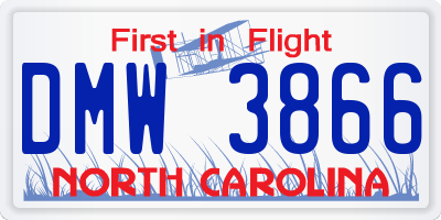 NC license plate DMW3866