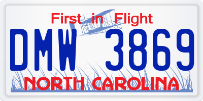 NC license plate DMW3869