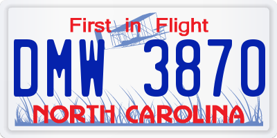 NC license plate DMW3870