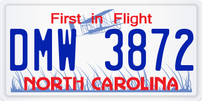 NC license plate DMW3872