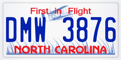 NC license plate DMW3876