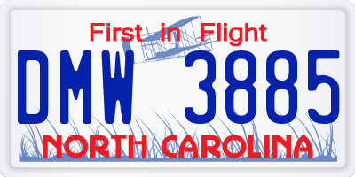 NC license plate DMW3885