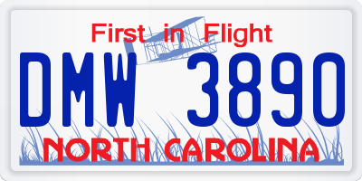 NC license plate DMW3890