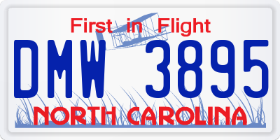 NC license plate DMW3895