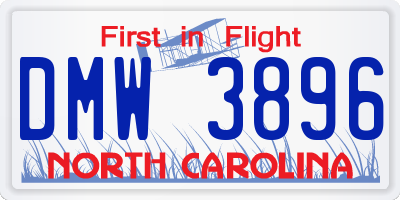 NC license plate DMW3896