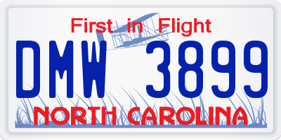 NC license plate DMW3899