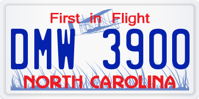 NC license plate DMW3900