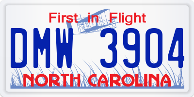 NC license plate DMW3904