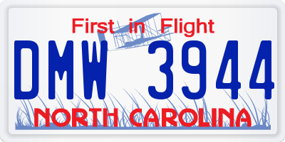 NC license plate DMW3944