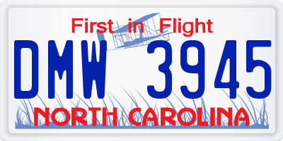 NC license plate DMW3945