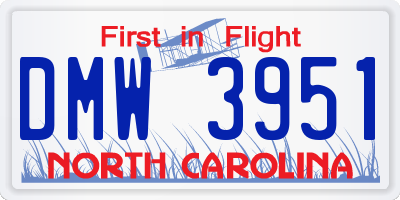 NC license plate DMW3951