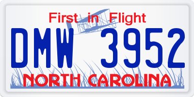 NC license plate DMW3952