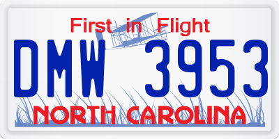 NC license plate DMW3953
