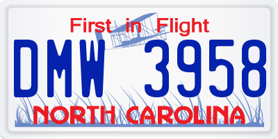 NC license plate DMW3958