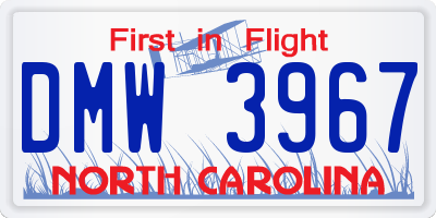 NC license plate DMW3967