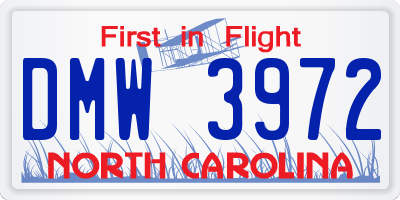 NC license plate DMW3972