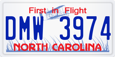 NC license plate DMW3974