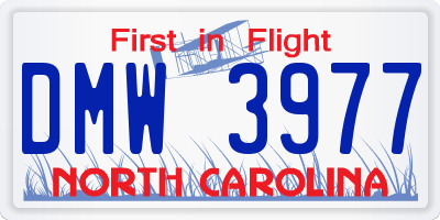 NC license plate DMW3977