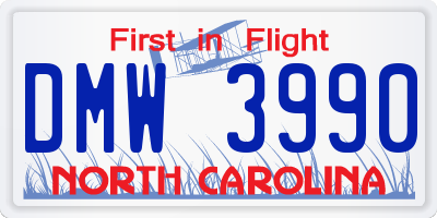 NC license plate DMW3990