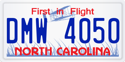 NC license plate DMW4050