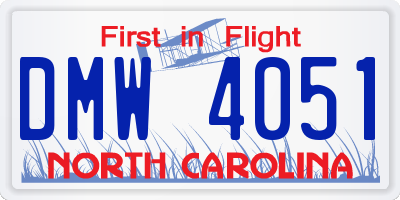 NC license plate DMW4051