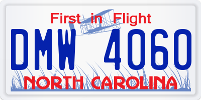 NC license plate DMW4060