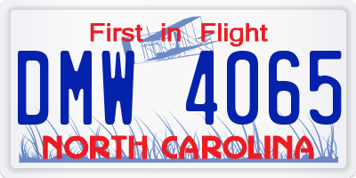 NC license plate DMW4065