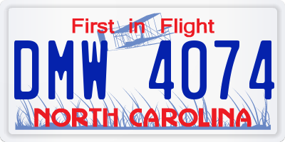 NC license plate DMW4074