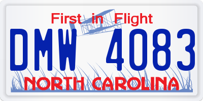 NC license plate DMW4083