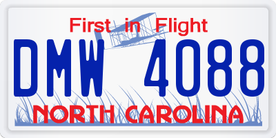 NC license plate DMW4088