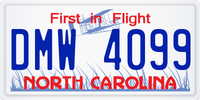NC license plate DMW4099