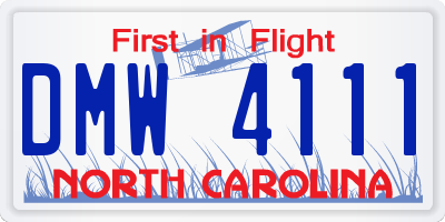 NC license plate DMW4111