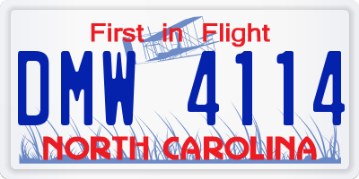 NC license plate DMW4114