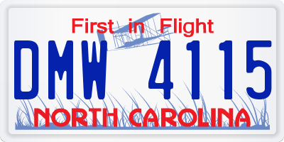 NC license plate DMW4115