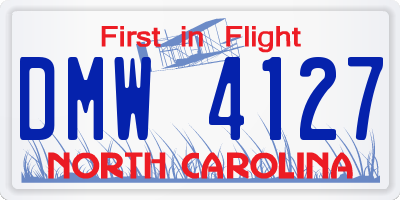 NC license plate DMW4127