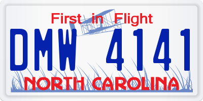NC license plate DMW4141