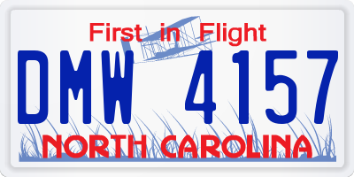 NC license plate DMW4157