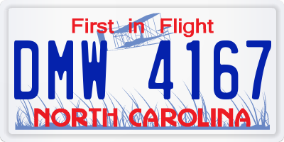 NC license plate DMW4167
