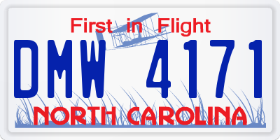 NC license plate DMW4171