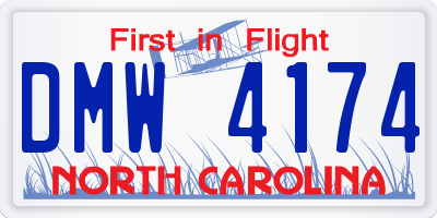 NC license plate DMW4174