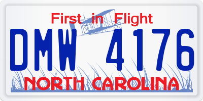 NC license plate DMW4176