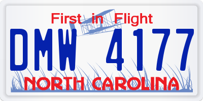 NC license plate DMW4177