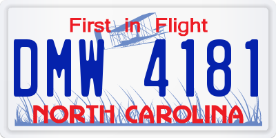 NC license plate DMW4181