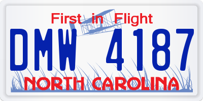 NC license plate DMW4187