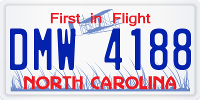 NC license plate DMW4188