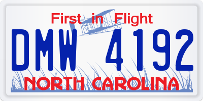 NC license plate DMW4192