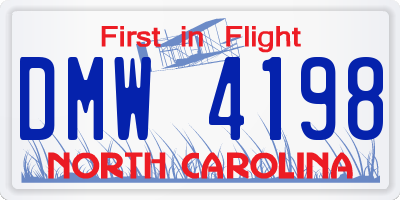 NC license plate DMW4198